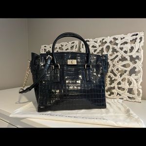 Michael Kors Croc Embossed Satchel / Tote with Gold Hardware